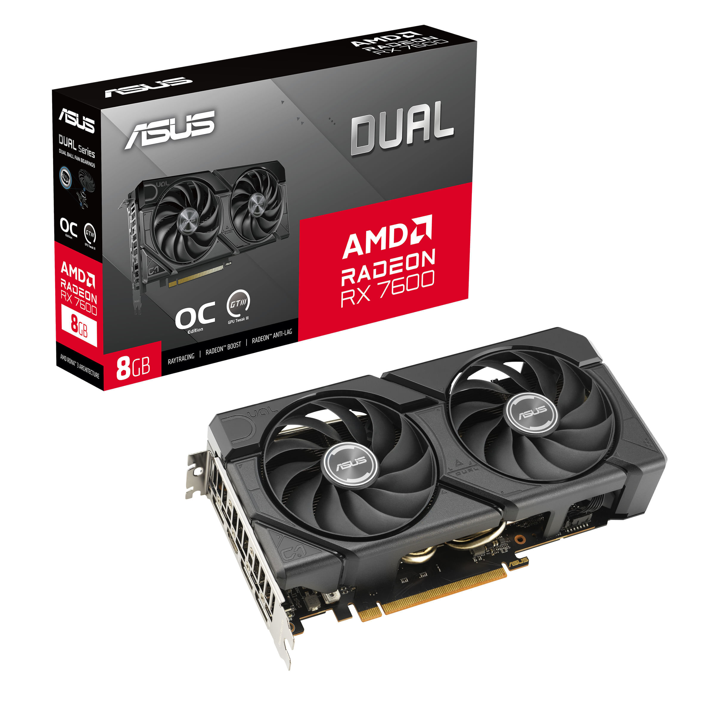 ASUS Radeon RX 7600 OC 8GB グラフィックボード Asus AMD Radeon RX 7600 8GB GDDR6 HDMI DPORT | Beep Informática